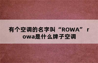 有个空调的名字叫“ROWA” rowa是什么牌子空调